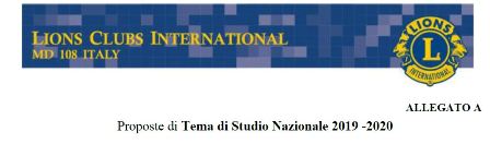 Proposte Tema di Studio Nazionale