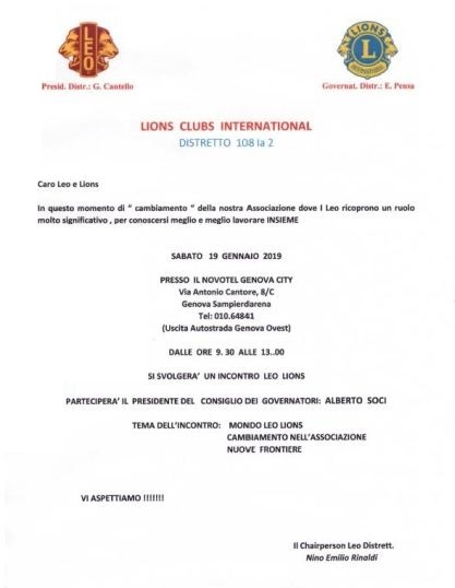 Invito all'incontro Leo Lions